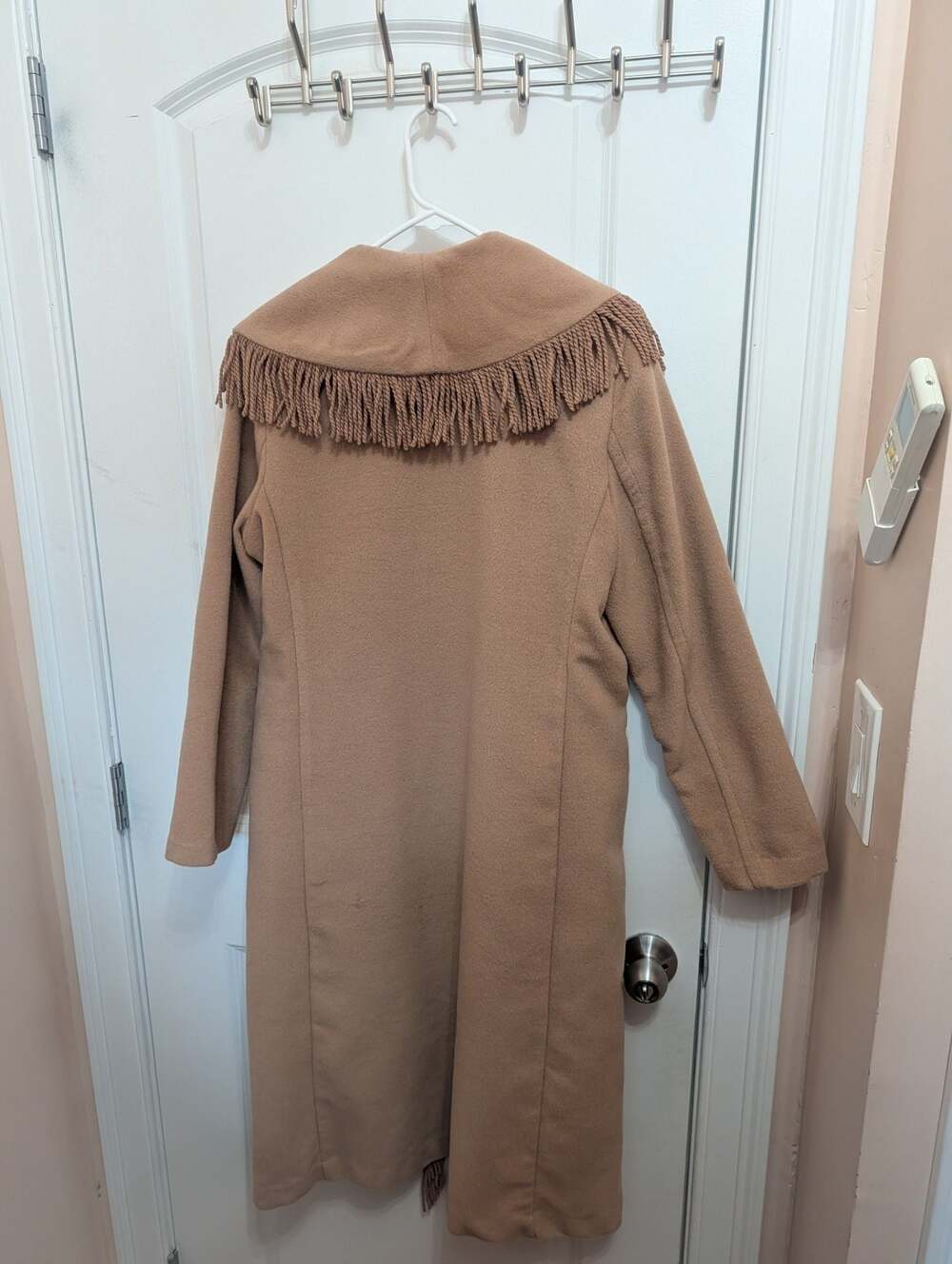 Line & Dot Camel Fringe Shawl Collar Coat, Size XS - Picture 5 of 8